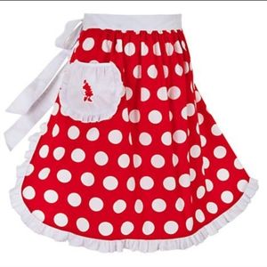 Disney Store Minnie Mouse inspired kitchen apron red white polka dots ruffles